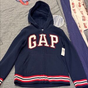 GAP Dark Blue Hoodie with Red and White Stripes